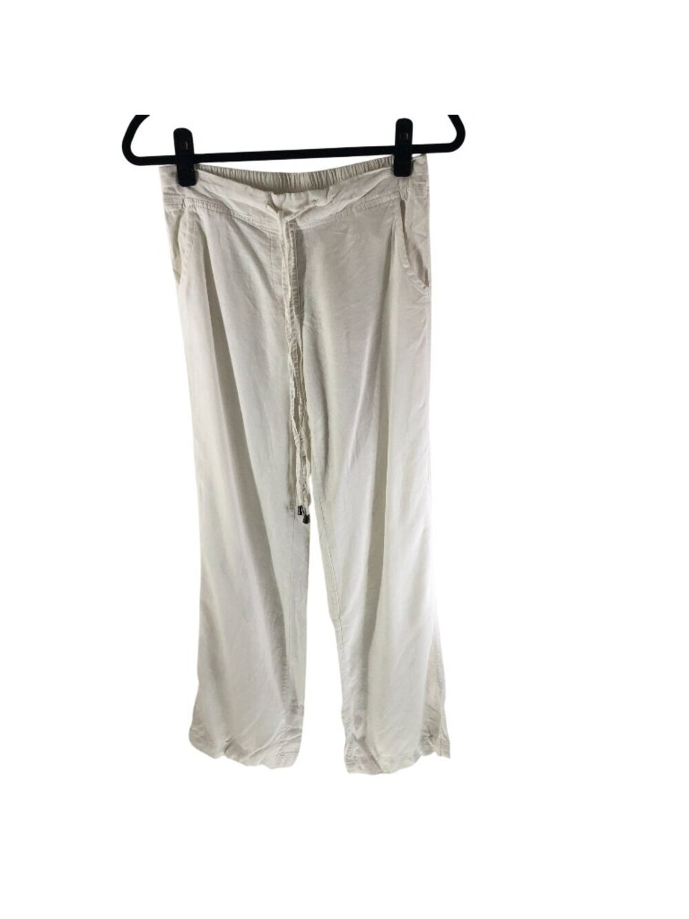 Adrienne Vittadini Womens White Linen-Blend Drawstring Pants Size M